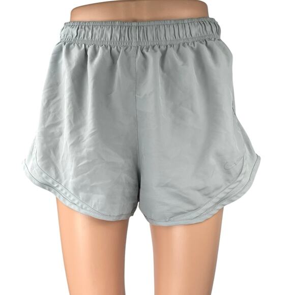 Nike Dri Fit Gray High Waisted Pull On Mesh Running Yoga Athletic Shorts Size M - Picture 1 of 5